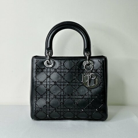 DIOR 黑色串珠五格黛妃包