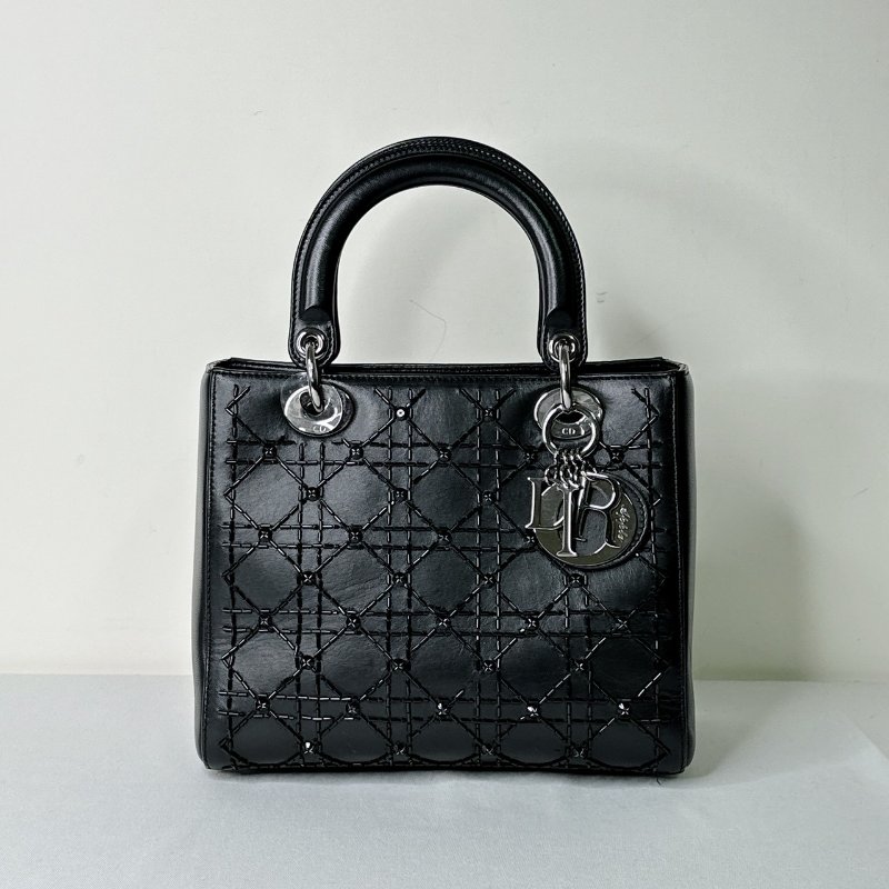 DIOR 黑色串珠五格黛妃包-0