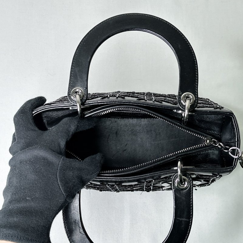 DIOR 黑色串珠五格黛妃包-6