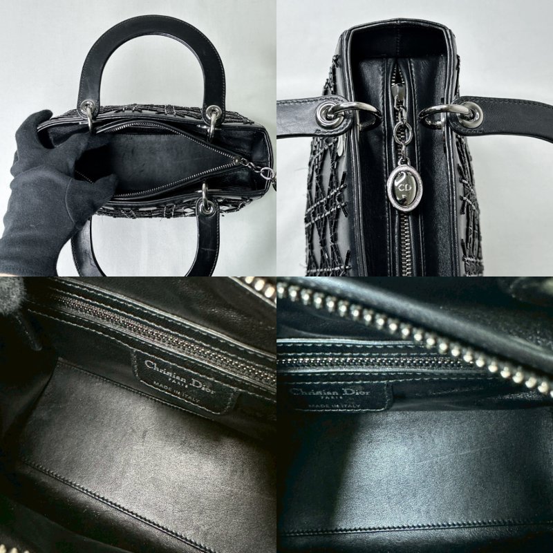 DIOR 黑色串珠五格黛妃包-7