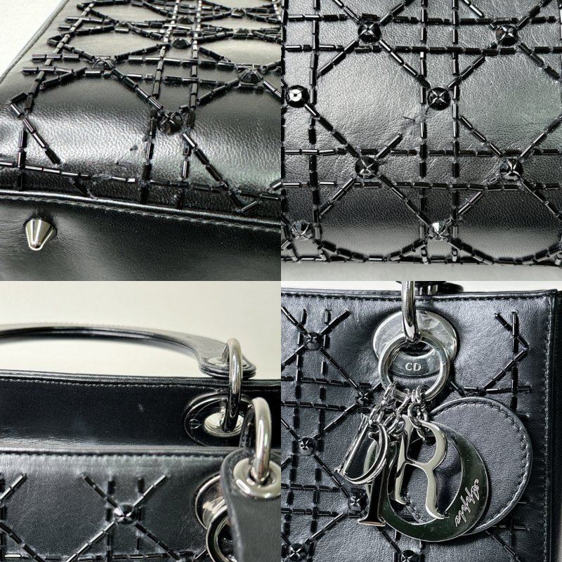 DIOR 黑色串珠五格黛妃包-9