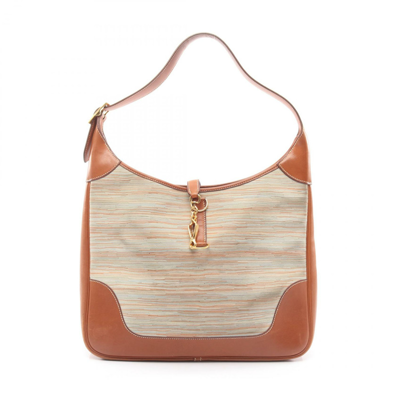 HERMES Trim 35 肩背包 Vibrato Barenia 皮革 灰棕色 Fauve GHW 二手 E-0