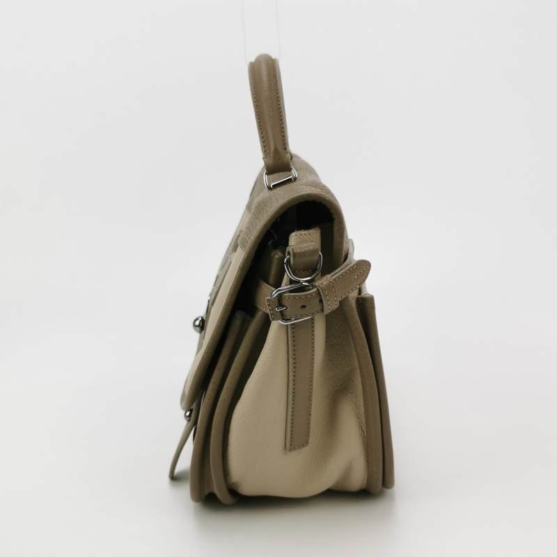 Loewe牛皮拼色logo標識金屬扣斜挎包單肩包-2