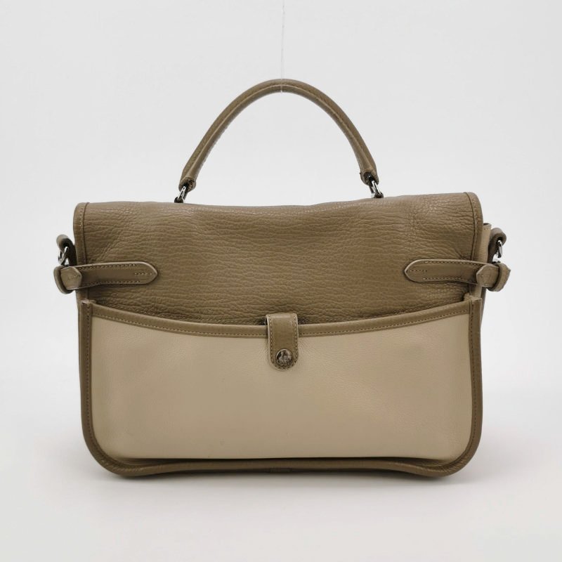 Loewe牛皮拼色logo標識金屬扣斜挎包單肩包-4