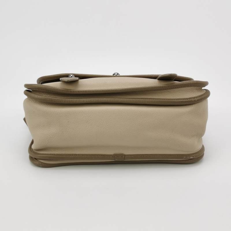 Loewe牛皮拼色logo標識金屬扣斜挎包單肩包-5