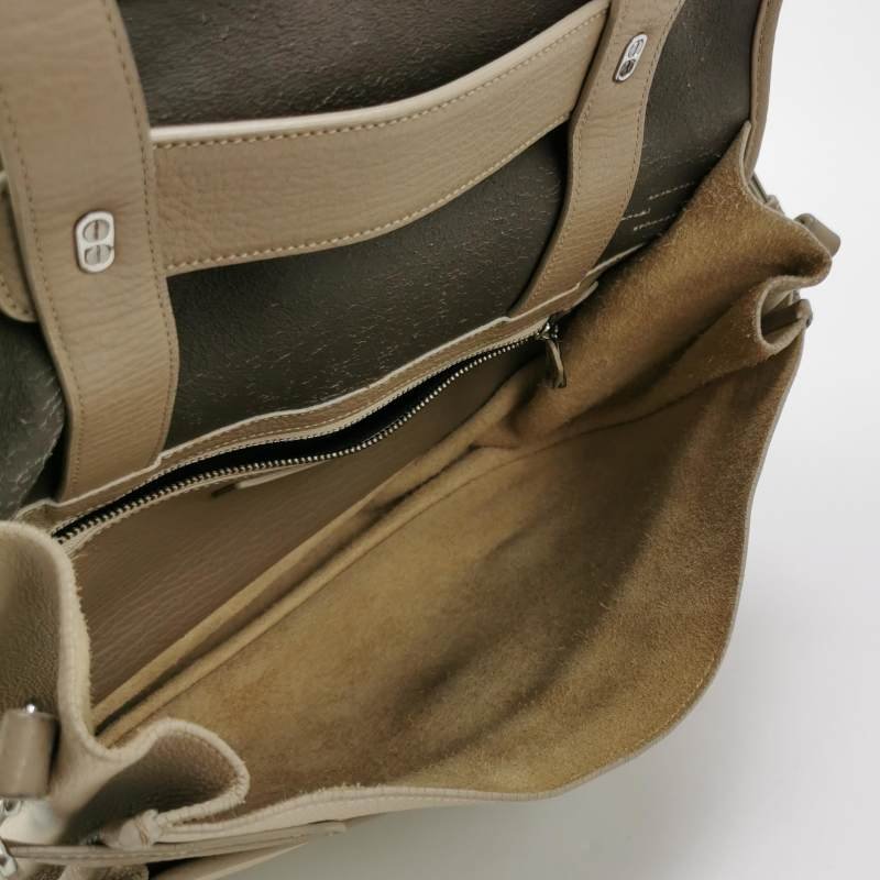 Loewe牛皮拼色logo標識金屬扣斜挎包單肩包-6