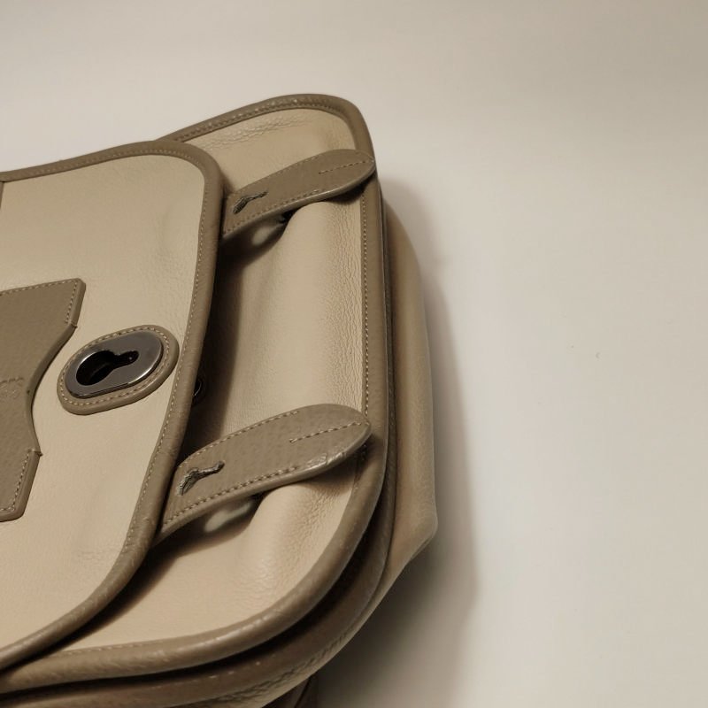 Loewe牛皮拼色logo標識金屬扣斜挎包單肩包-21