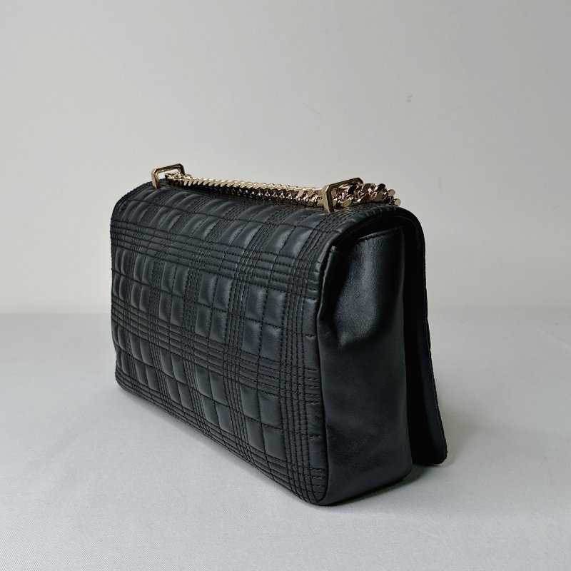 BURBERRY Lola TB中款黑金格紋鏈包-4