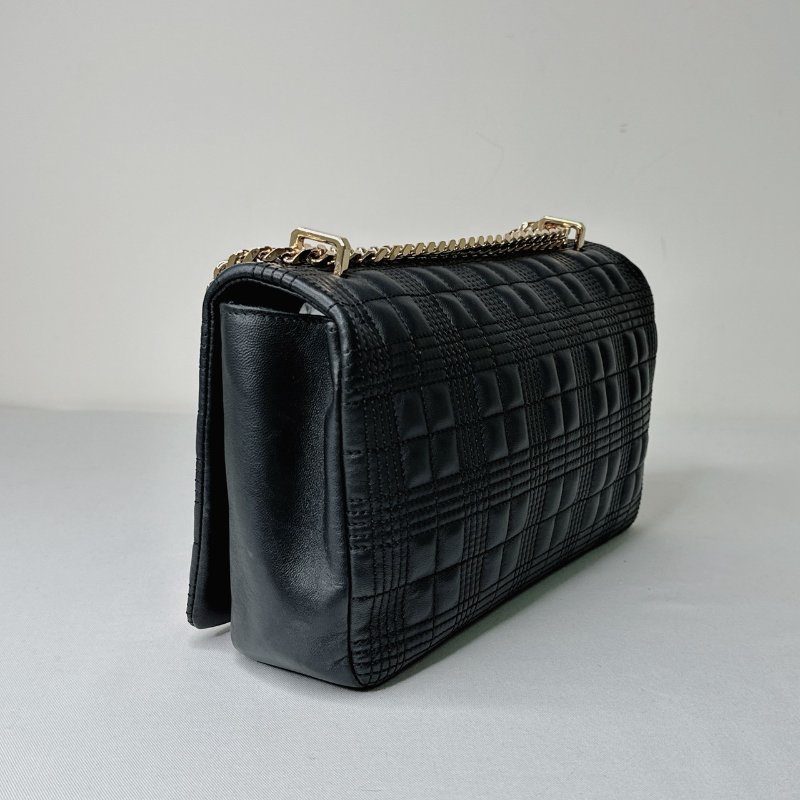 BURBERRY Lola TB中款黑金格紋鏈包-5