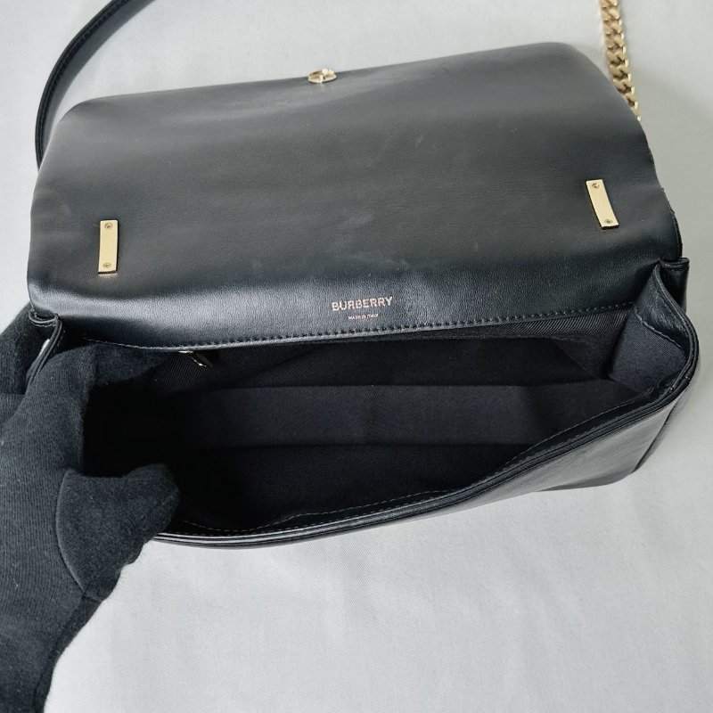 BURBERRY Lola TB中款黑金格紋鏈包-7
