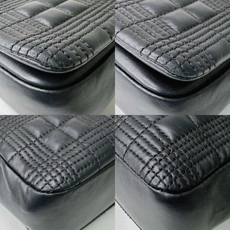 BURBERRY Lola TB中款黑金格紋鏈包-10