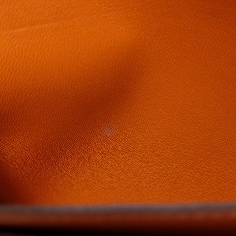 Hermes Dogon Duo馬鞍釘鎖扣子母包手拿包Swift牛皮銀扣93愛馬仕橙框R刻-9