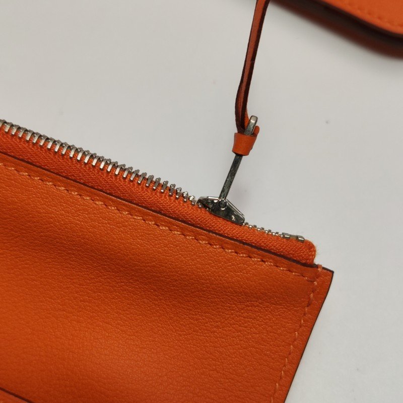 Hermes Dogon Duo馬鞍釘鎖扣子母包手拿包Swift牛皮銀扣93愛馬仕橙框R刻-10