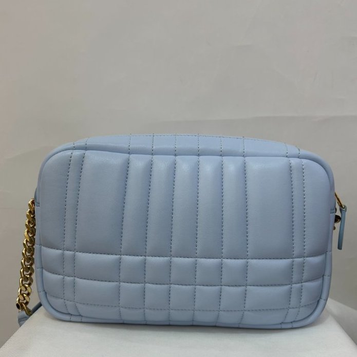 BURBERRY寶寶藍羊皮金釦LOLA相機包 -小-2