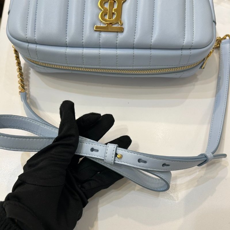 BURBERRY寶寶藍羊皮金釦LOLA相機包 -小-8