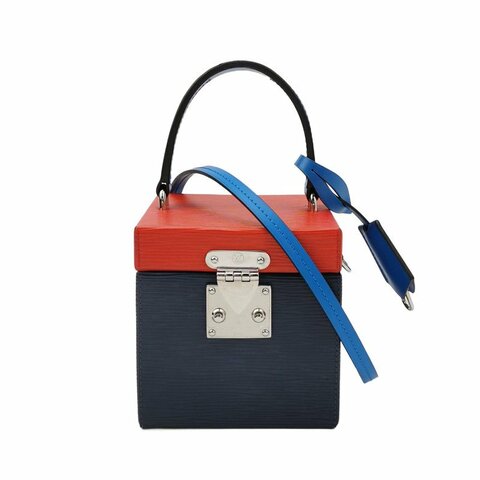Louis Vuitton(LV)Bleecker牛皮撞色盒子包斜挎包單肩包晶片款