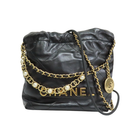 黑色 牛皮 Mini 鍊帶肩背包【CHANEL 香奈兒】 AS3980