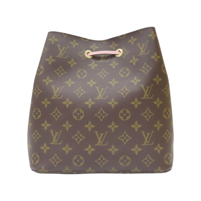 棕色原花帆布 粉色牛皮飾邊 NeoNoe MM 水桶包 兩用包【LOUIS VUITTON LV 路易威登】 M44022-1