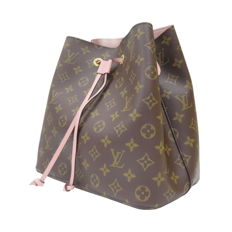 棕色原花帆布 粉色牛皮飾邊 NeoNoe MM 水桶包 兩用包【LOUIS VUITTON LV 路易威登】 M44022-2