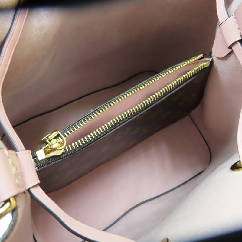 棕色原花帆布 粉色牛皮飾邊 NeoNoe MM 水桶包 兩用包【LOUIS VUITTON LV 路易威登】 M44022-4