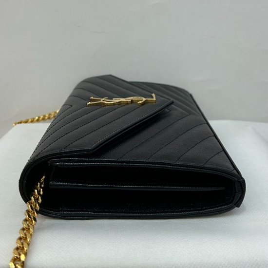 YSL黑荔枝牛皮金釦WOC 22cm-1