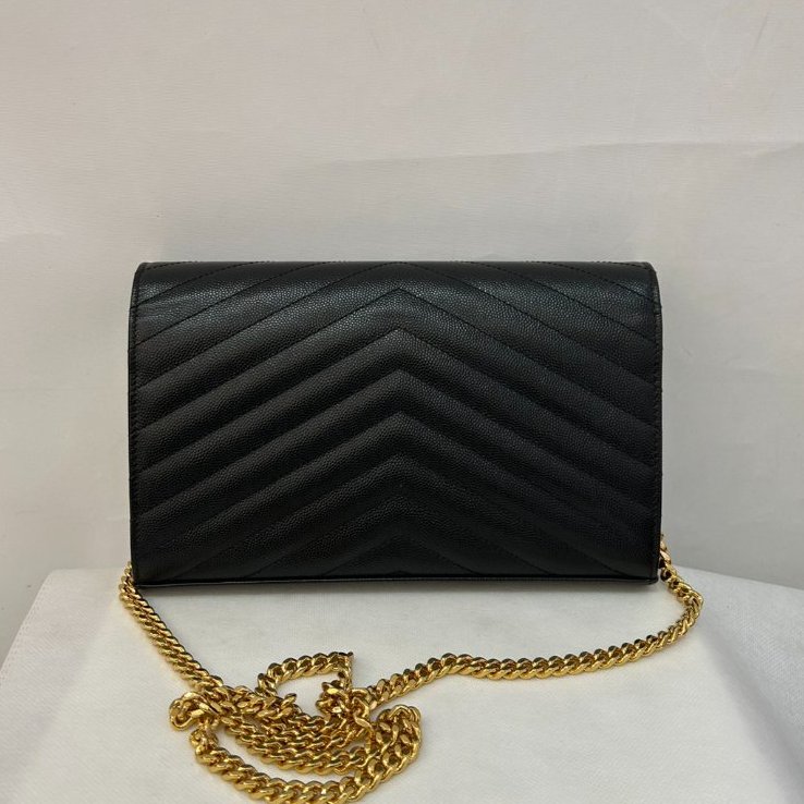 YSL黑荔枝牛皮金釦WOC 22cm-2