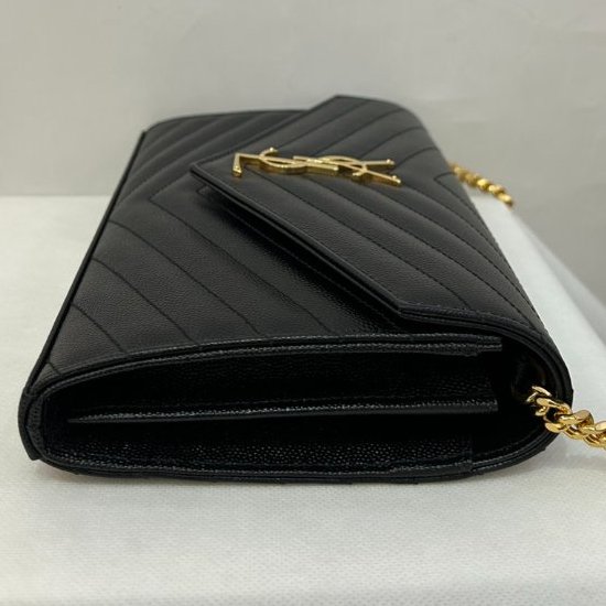 YSL黑荔枝牛皮金釦WOC 22cm-3