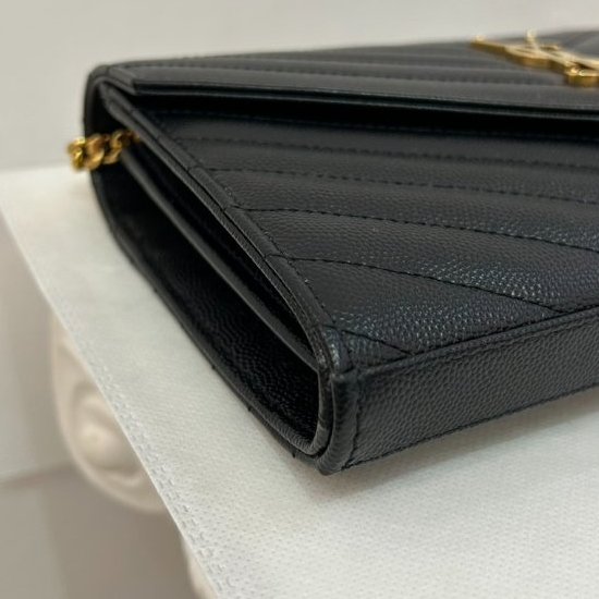 YSL黑荔枝牛皮金釦WOC 22cm-5