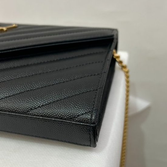 YSL黑荔枝牛皮金釦WOC 22cm-6