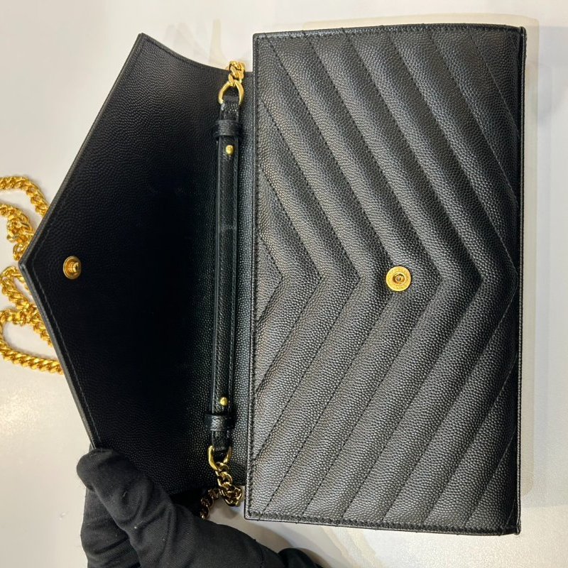 YSL黑荔枝牛皮金釦WOC 22cm-7