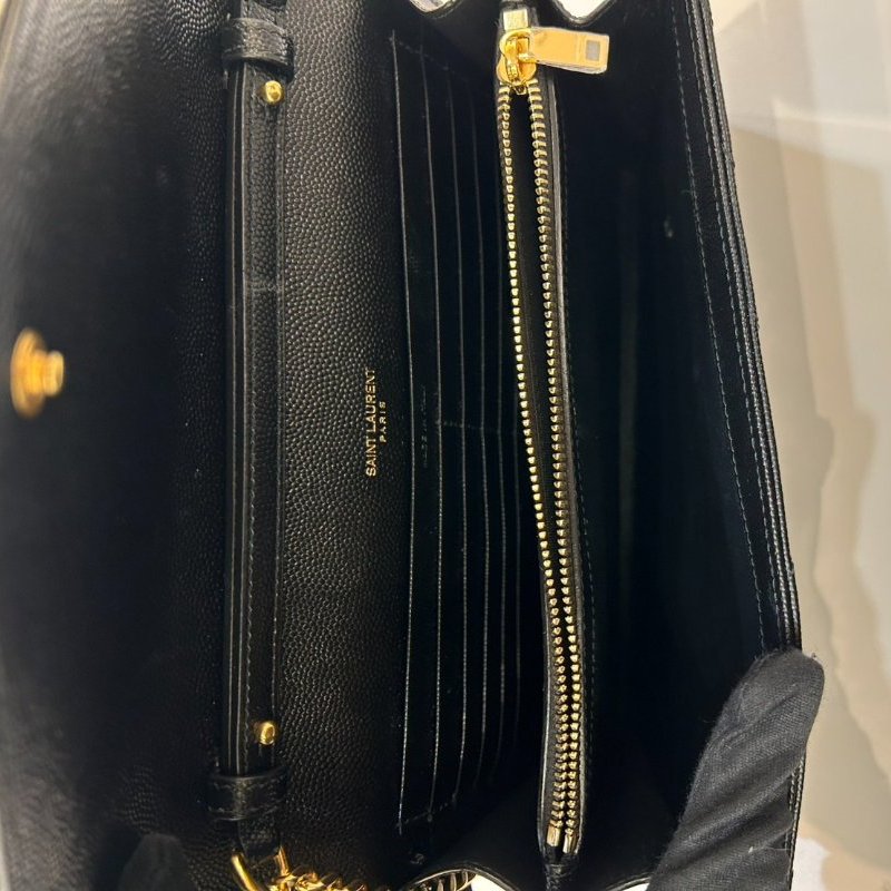 YSL黑荔枝牛皮金釦WOC 22cm-8