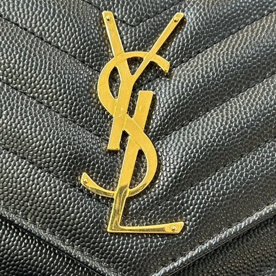 YSL黑荔枝牛皮金釦WOC 22cm-9