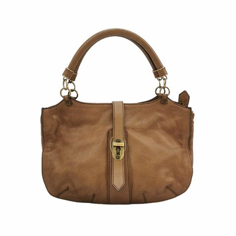 Burberry牛皮純色字母logo金屬扣單肩包