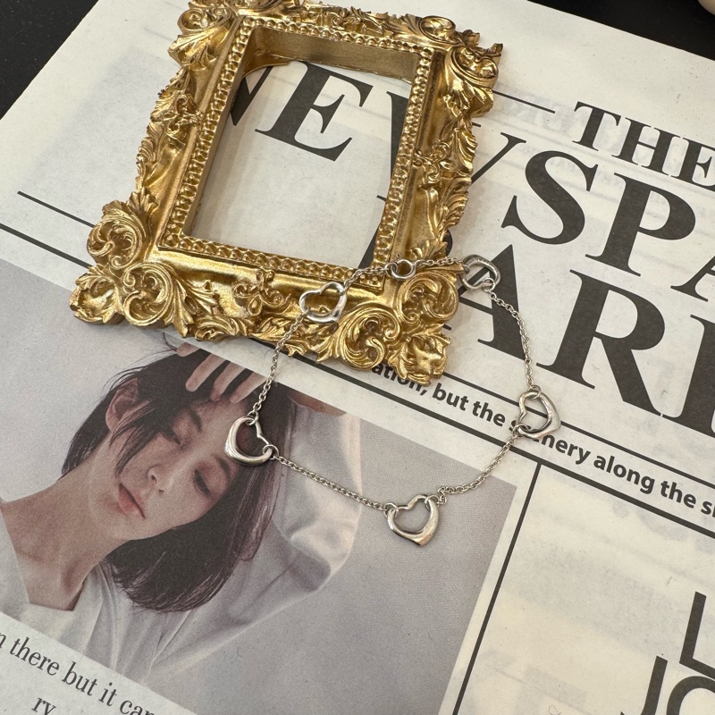 Tiffany & Co. 近全新純銀愛心手鏈-0