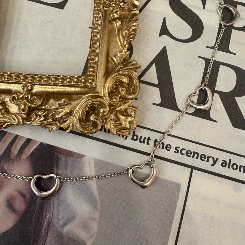 Tiffany & Co. 近全新純銀愛心手鏈-1