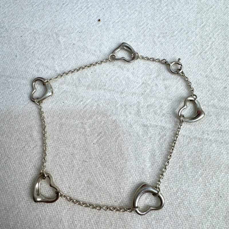 Tiffany & Co. 近全新純銀愛心手鏈-4