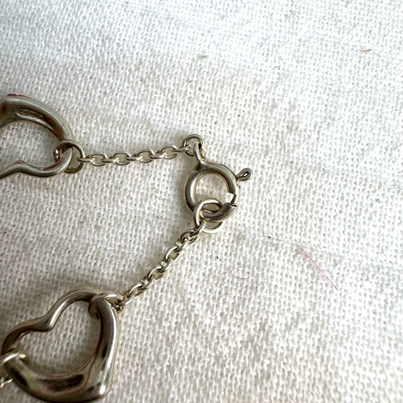 Tiffany & Co. 近全新純銀愛心手鏈-5