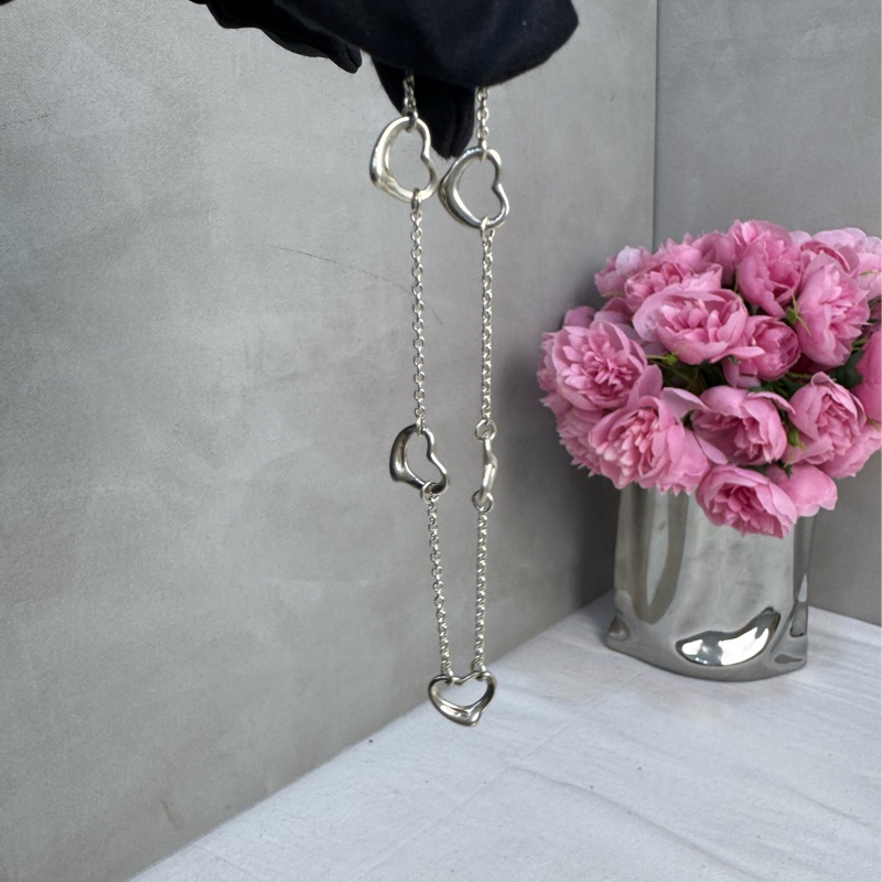 Tiffany & Co. 近全新純銀愛心手鏈-7