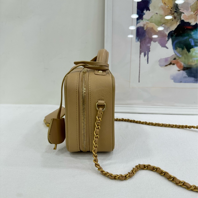 Chanel香奈兒 vanity case相機包 米色荔枝皮 25開-4