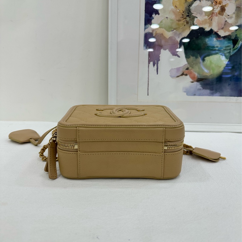 Chanel香奈兒 vanity case相機包 米色荔枝皮 25開-5