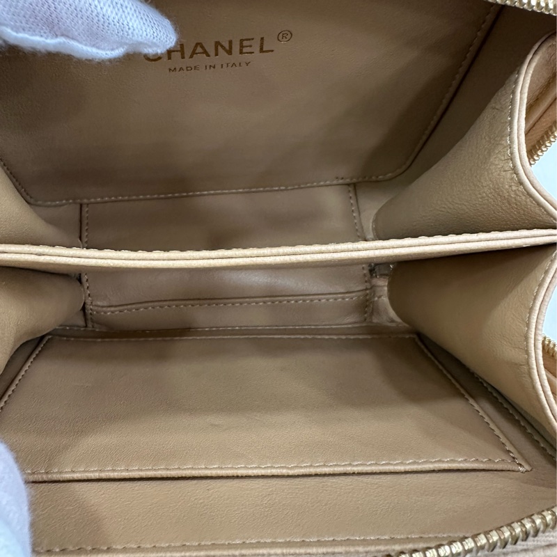 Chanel香奈兒 vanity case相機包 米色荔枝皮 25開-8