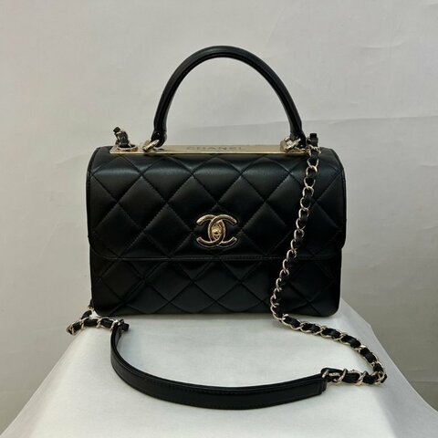 CHANEL黑羊皮淡金鍊TRENDY CC HANDLE 25