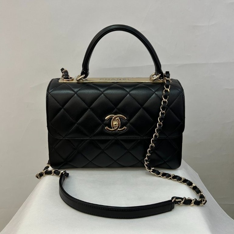 CHANEL黑羊皮淡金鍊TRENDY CC HANDLE 25-0