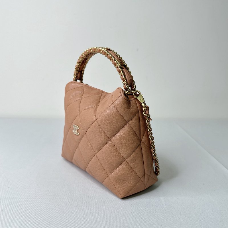 CHANEL 全新25B駝色牛皮鏈帶飯盒包-2