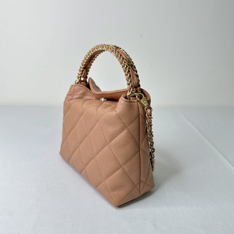 CHANEL 全新25B駝色牛皮鏈帶飯盒包-4