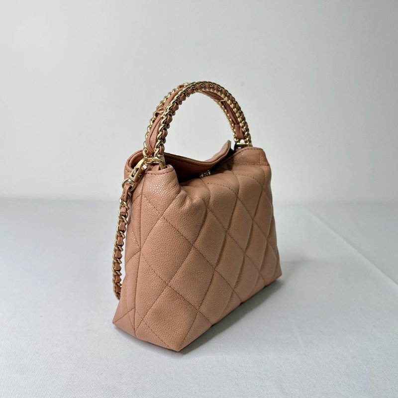 CHANEL 全新25B駝色牛皮鏈帶飯盒包-5