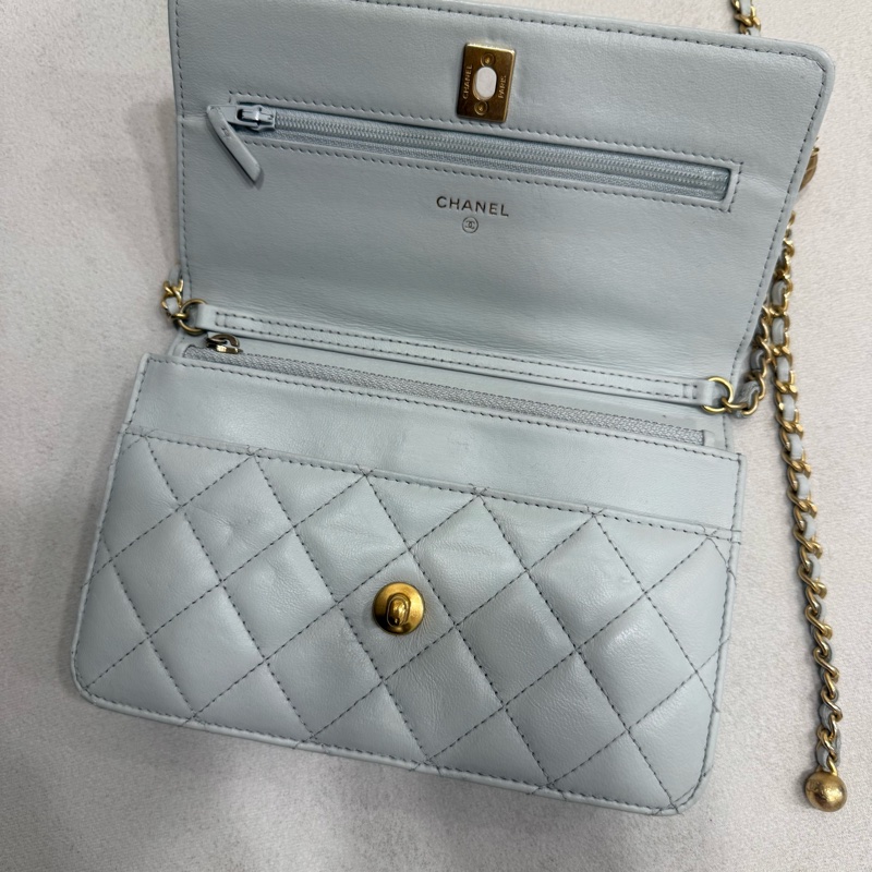 Chanel WOC 金球WOC 灰色 高級灰色 專櫃14萬 新款 淺灰色肩背包 側背包 香奈兒-20