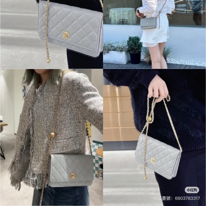 Chanel WOC 金球WOC 灰色 高級灰色 專櫃14萬 新款 淺灰色肩背包 側背包 香奈兒-0