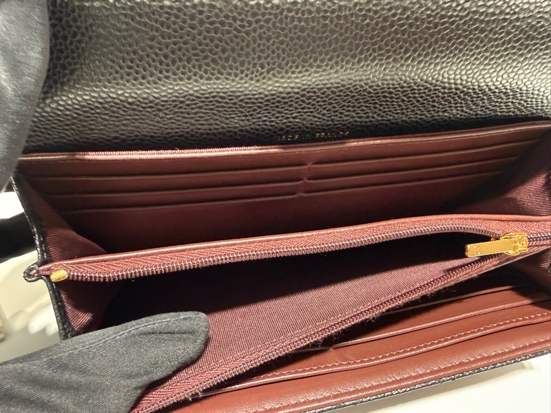 二手真品CHANEL黑色荔枝皮金釦coco翻蓋長夾AP0241-13