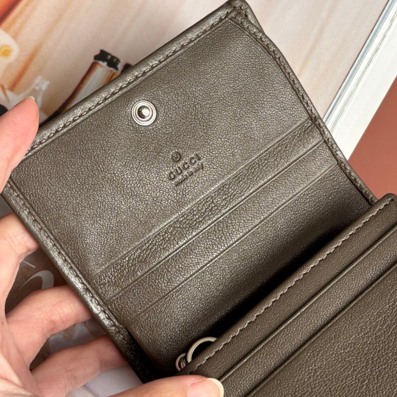 ::GUCCI:: 760317 Blondie系列 大雙G 墨綠色皮革短夾 零錢包 錢包-13
